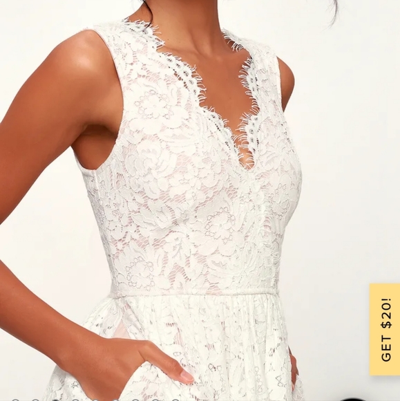 Lulu's Love Swept White Lace Midi Skater Dress, size S - Picture 3 of 12